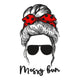 Woman Hair with Red Polka Dot Bow Embroidery Design, Instant Download