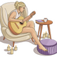 Woman Playing Guitar Embroidery Design, Instant Download