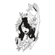 Woman Watering Flowers Embroidery Design, Instant Download