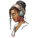 Woman with Headphones Embroidery Design, Instant Download