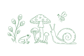Woodland Friends Line Art Embroidery Design, Machine Embroidery Pattern, Instant Download