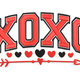 XOXO Valentine Hearts Arrow Embroidery Design, Instant Download