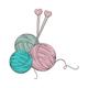 Yarn Balls with Heart Knitting Needles Embroidery Design, Instant Download