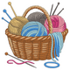 Yarn Basket with Knitting Needles Embroidery Design, Instant Download