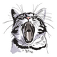 Yawning Cat Embroidery Design, Instant Download