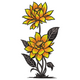 Yellow Bloom Stem Embroidery Design, Instant Download