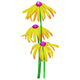 Yellow Coneflower Embroidery Design, Three Stem Floral Pattern