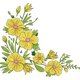 Yellow Floral Corner Embroidery Design, Instant Download