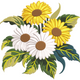 Yellow and White Daisies Embroidery Design, Instant Download