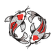 Yin Yang Koi Fish Embroidery Design, Japanese Machine Embroidery Pattern, Instant Download