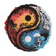 Yin Yang Nature Embroidery Design, Landscape Machine Embroidery